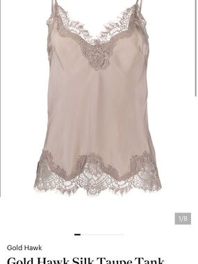Gold Hawk Taupe Lace-Trim Silk Tank Top